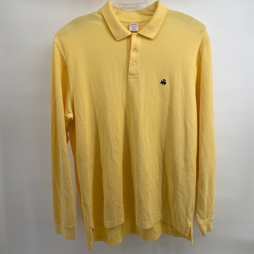 Brooks Brothers Mens XXL Yellow Performance Polo Long Sleeve Original Fit Cotton - Picture 2 of 7